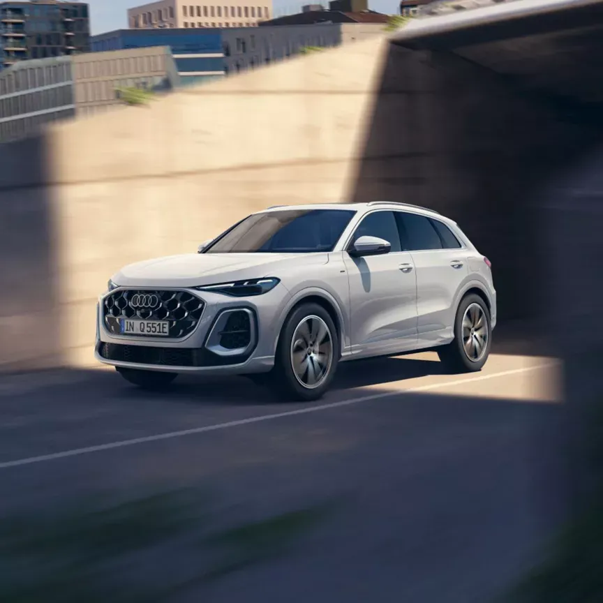 The new audi Q5 SUV driving in the city
