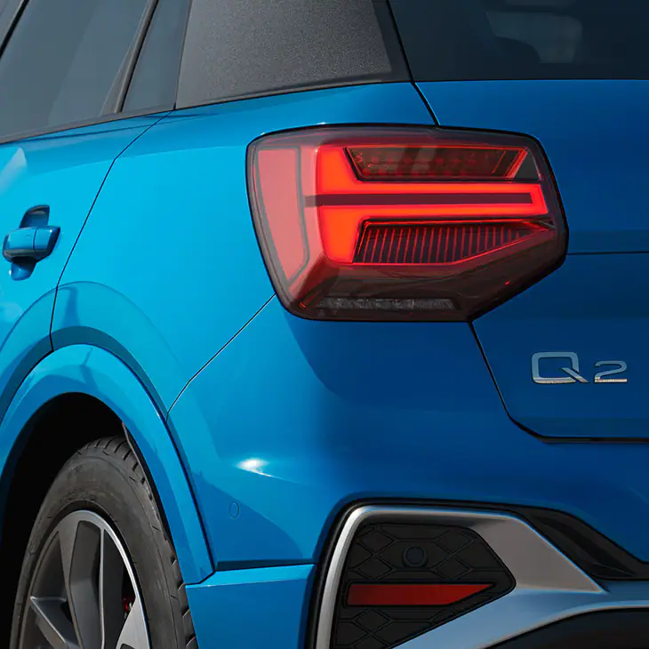 close up of an audi q2 rear taillight