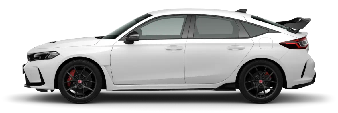 Side view of white Honda Civic Type R