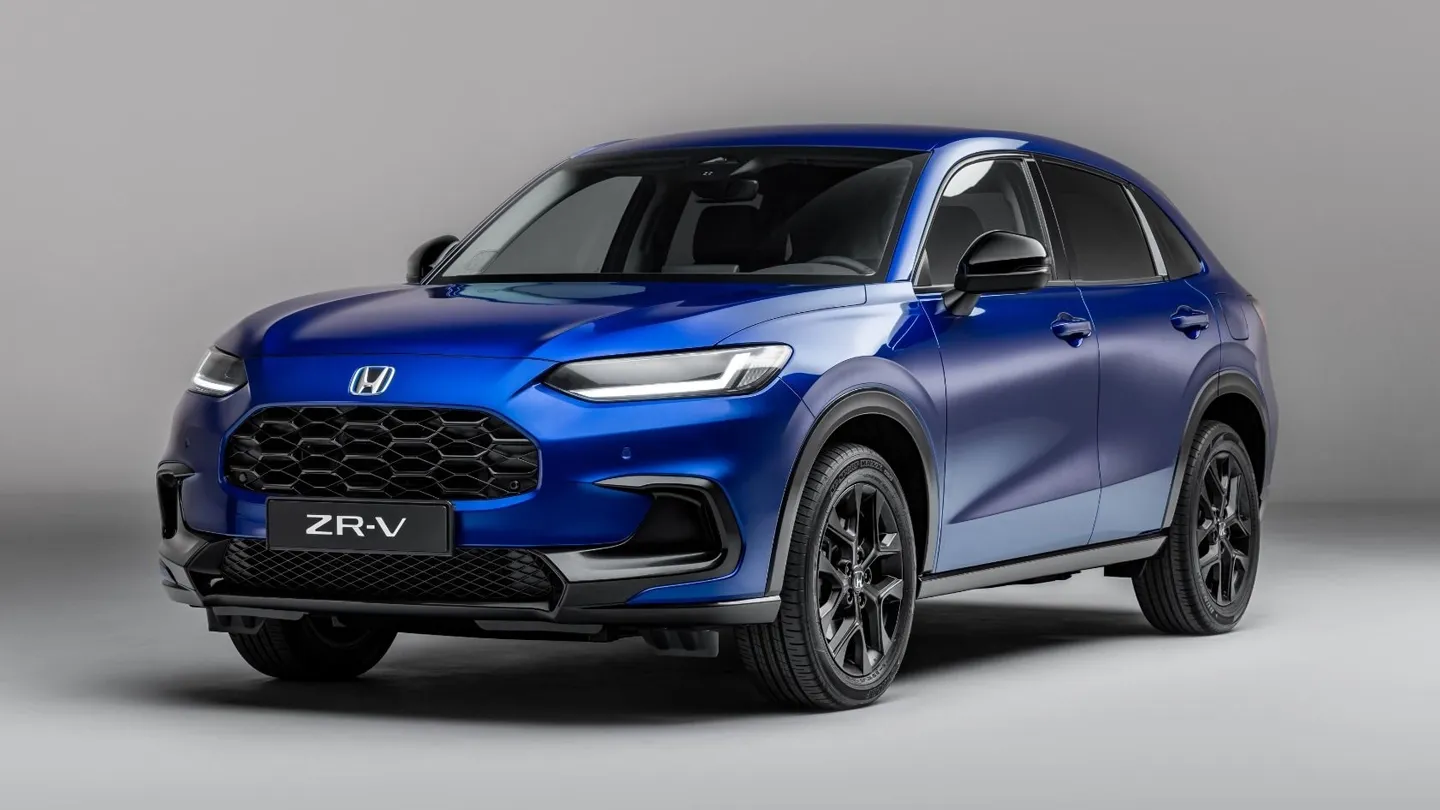 Blue Honda ZR-V Parked on White Backdrop