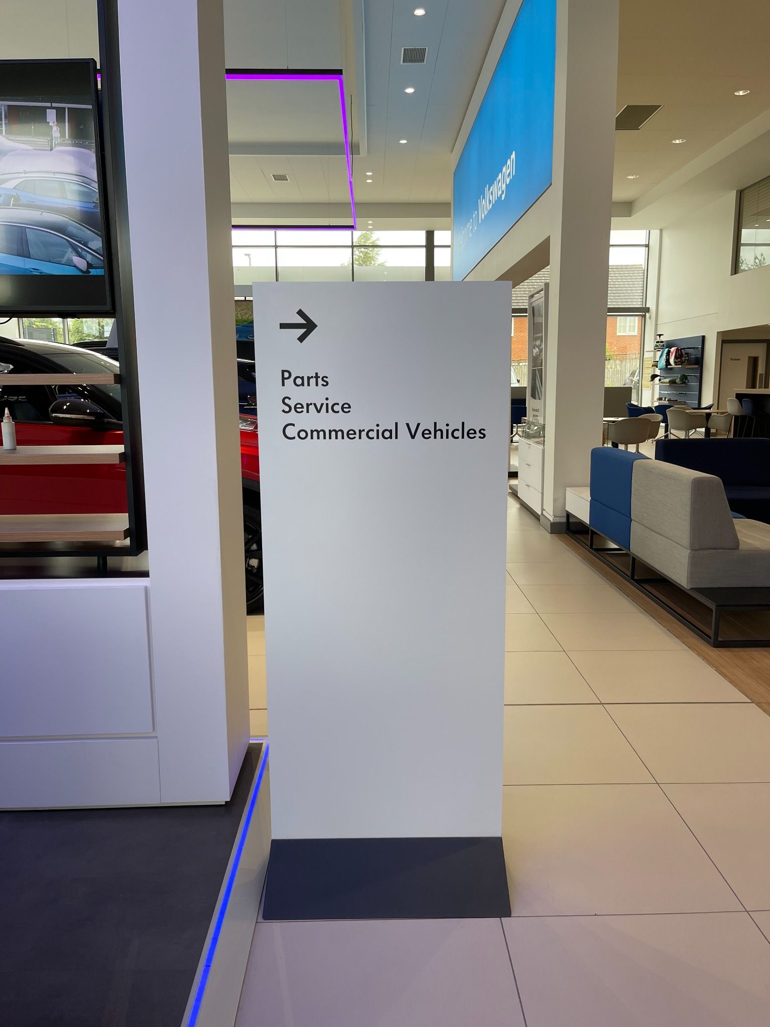Servicing Signage inside Oldham Volkswagen