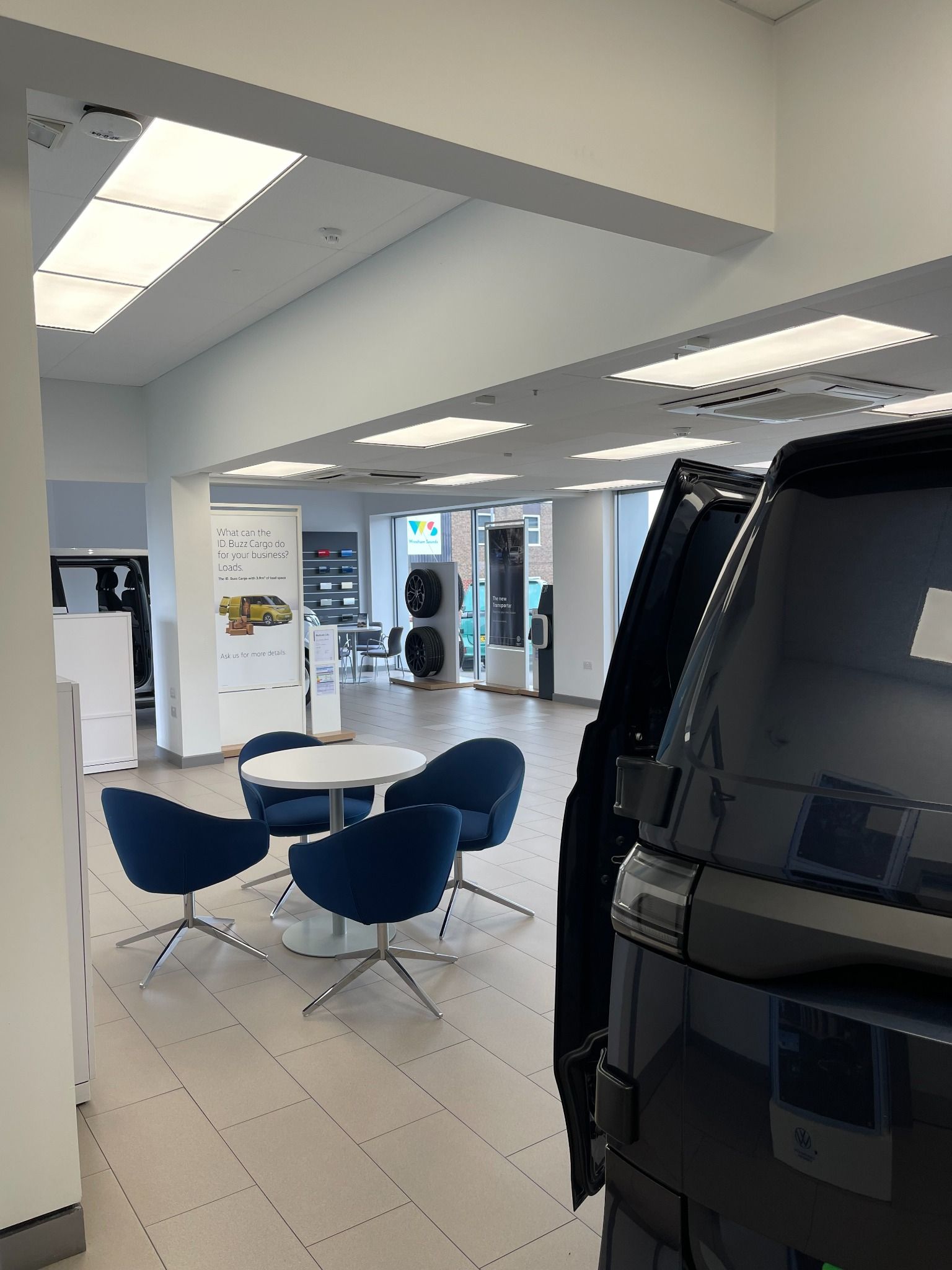 Customer sales and servicing waiting area inside Volkswagen Van Centre Wrexham