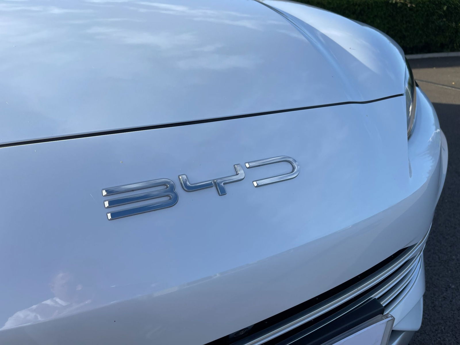 White BYD Close Up of the Badge