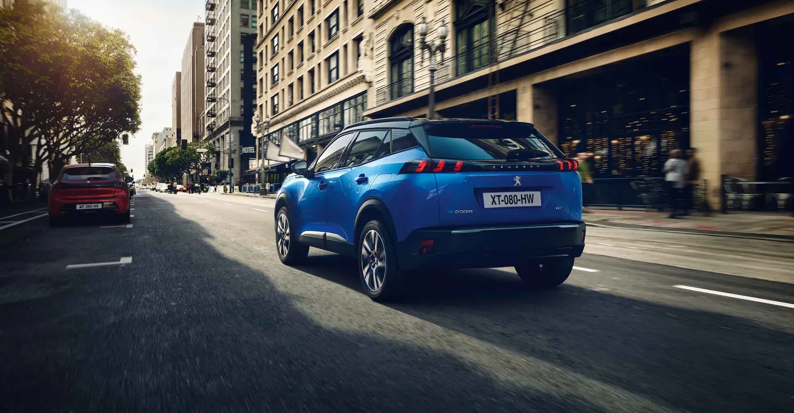 rear view of e 2008 driving on a road