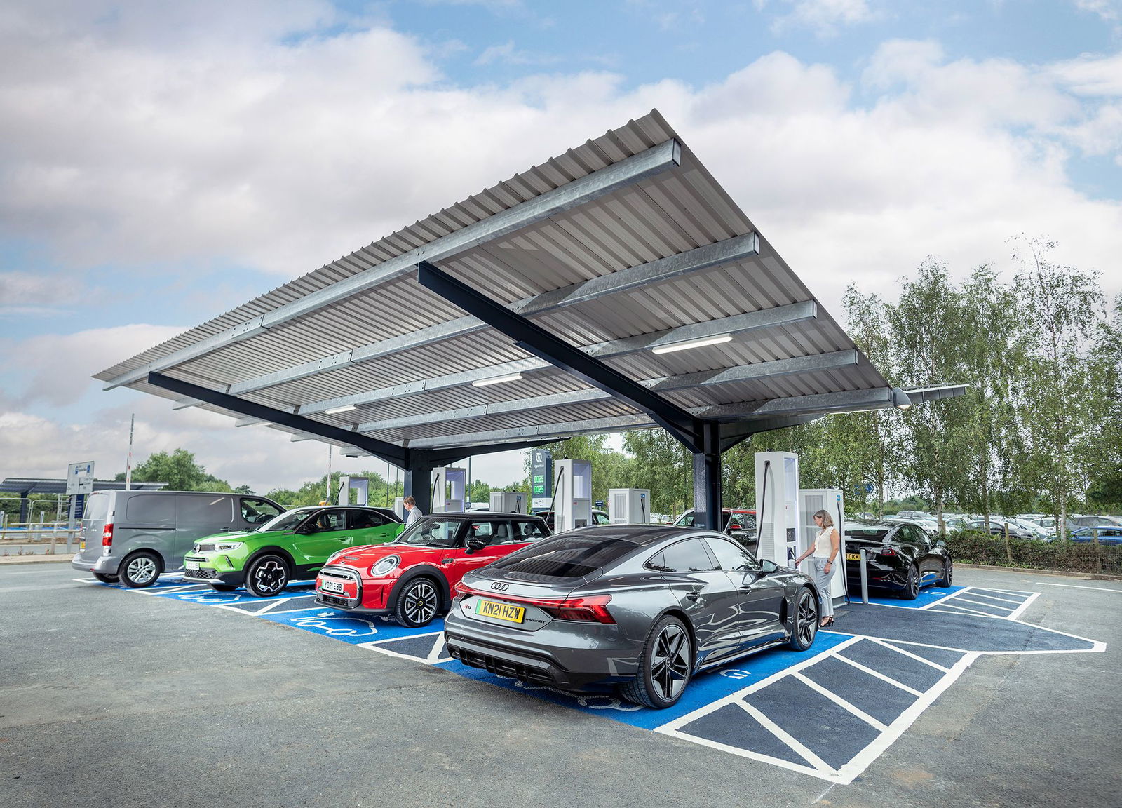 Audi e-tron charging at public charging station