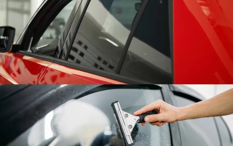 Image of a person kitting out a car